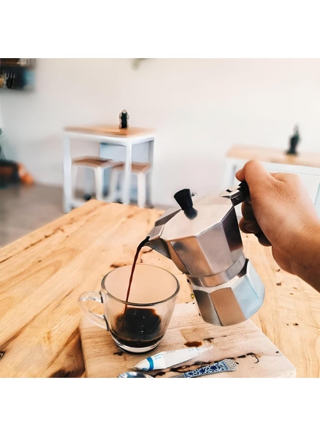 ماكينة إسبريسو إيطالية كلاسيكية سعة 6 أكواب - إبريق موكا من الألومنيوم مع غطاء، ماكينة قهوة منزلية للمطبخ والمكتب، محمولة - Image 4